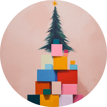Speelse en kleurrijke abstracte kerstboom van Studio Allee