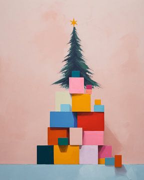 Verspielter und bunter abstrakter Weihnachtsbaum von Studio Allee