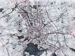 Karte von Erfurt im stil 'White winter'