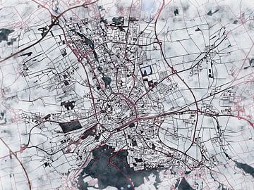 Map of Erfurt with the style 'White Winter' by Maporia