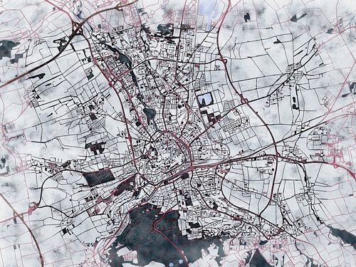 Kaart van Erfurt in de stijl 'White Winter'