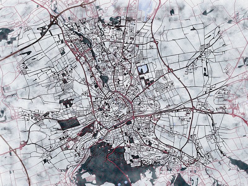 Kaart van Erfurt in de stijl 'White Winter' van Maporia