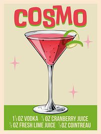 Retro-Pink-Cosmo-Cocktail von WallChart Art Studio