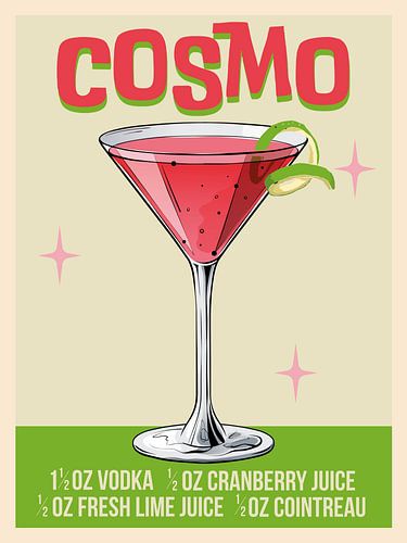Retro Pink Cosmo Cocktail