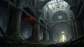 Ruined Cathedral Interior with Figure by Markus Gann