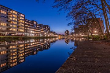 the Apeldoorn canal in the evening blue hour by Patrick Oosterman