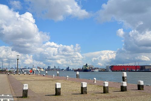 Uitzicht vanaf de kade bij Schiedam richting Rotterdam
