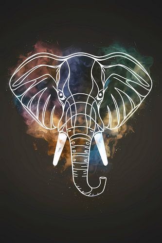 Éléphant minimaliste dans la brume cosmique