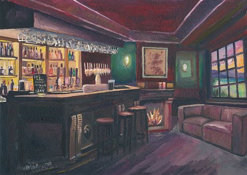 Soirée pub avec bar et cheminée dans les Highlands écossais isolés