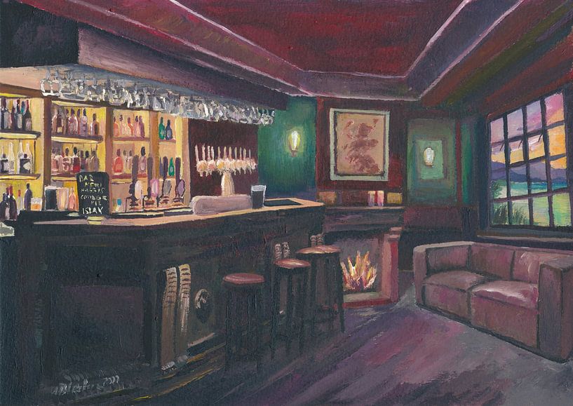 Pub-Abend mit Bar und Kamin in den einsamen schottischen Highlands von Markus Bleichner