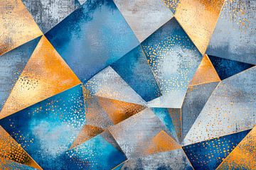 Geometrie van de oceaan - blauw en goud van Poster Art Shop