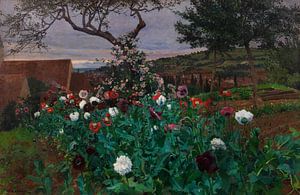 FRIEDRICH KALLMORGEN, Sommergarten mit Blick über Grötzingen, um 189