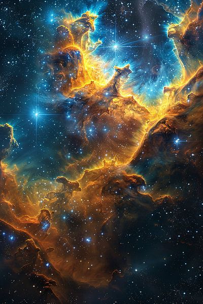 Kosmische Nebelexplosion in lebendigen Farben von Art & Soul Creations