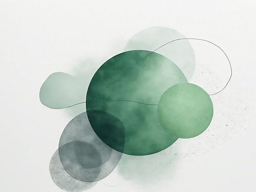 Œuvre d'art abstraite avec verdure