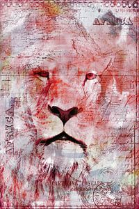 Koning van de Savannah Mixed Media Collage van Andrea Haase