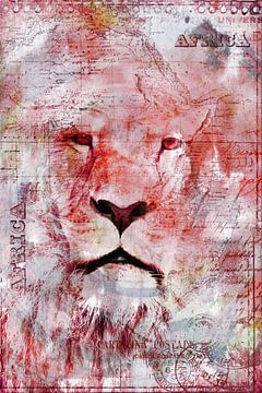 König der Savanne Mixed Media Collage von Andrea Haase