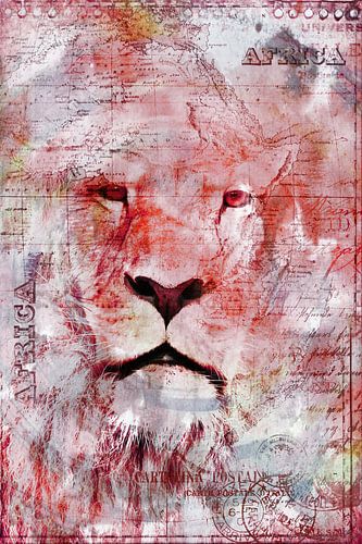Koning van de Savannah Mixed Media Collage