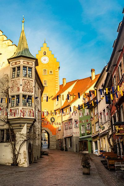 Upper gate and historical facades market place upper town Meersburg at Lake Constance Germany by Dieter Walther