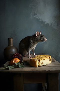 Stilleben Maus durch ein Stück Käse von But First Framing