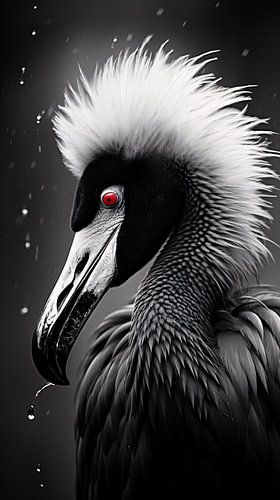 Bird portrait in black and white minimalist wildlife art
