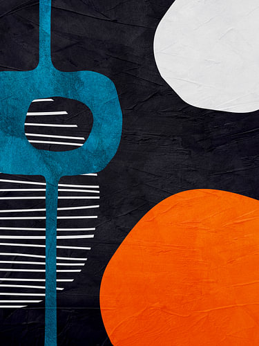 Minimalist abstract art featuring organic shapes in warm, colourful tones.