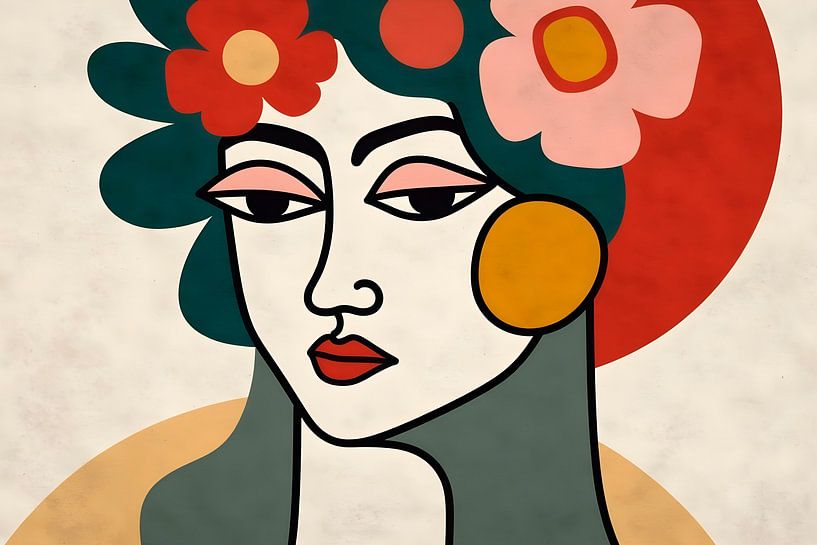 Portrait avec des fleurs de rêve par Mad Dog Art