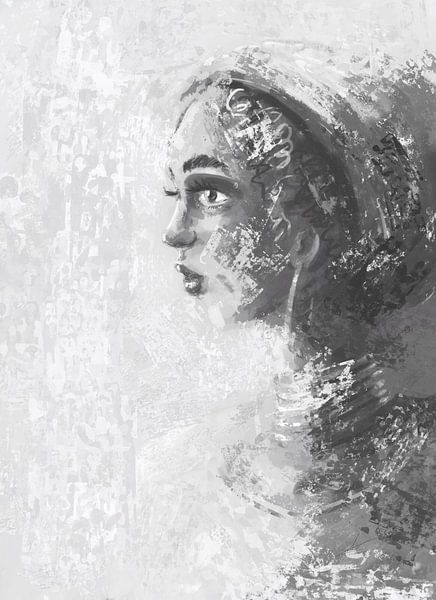 Portrait side profile of young lady by Emiel de Lange