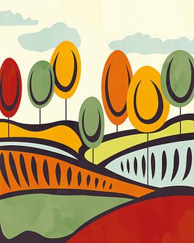 Arbres en automne, paysage abstrait