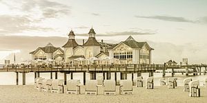 RÜGEN Seebrücke in Sellin zum Sonnenuntergang | Vintage Panorama