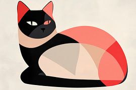 Geometric cat in soft colours by Poster Art Shop