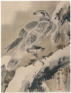 Kawanabe Kyōsai - Adler hält einen kleinen Vogel