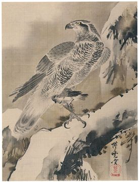 Kawanabe Kyōsai - Adelaar met kleine vogel van Peter Balan