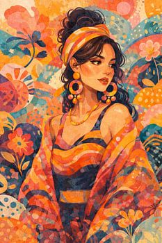 Portrait bohème fleuri