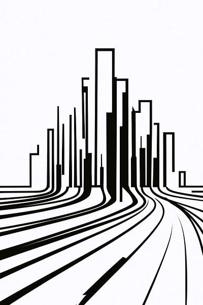 Minimalist Black and White City Lines by Art & Soul Creations