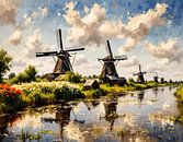 Kinderdijk Windmills, the Netherlands 1 by Johannas Art Creations thumbnail