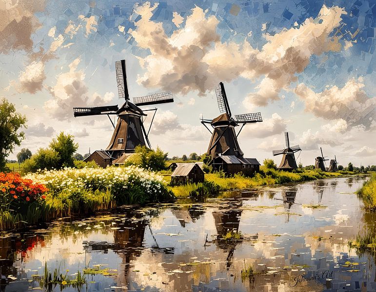 Kinderdijk Windmills, the Netherlands 1 by Johannas Art Creations