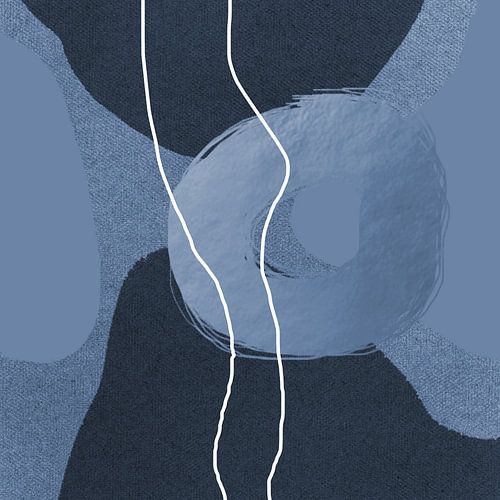 Abstracte pastel vormen. Minimalistisch in blauw, wit, zilver