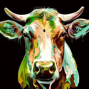 Portrait en peinture de vache