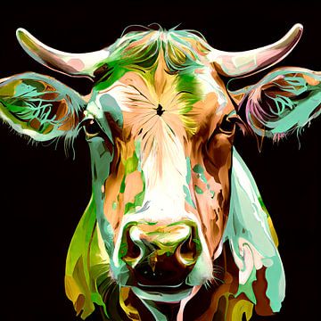 Cow painting portrait van Vlindertuin