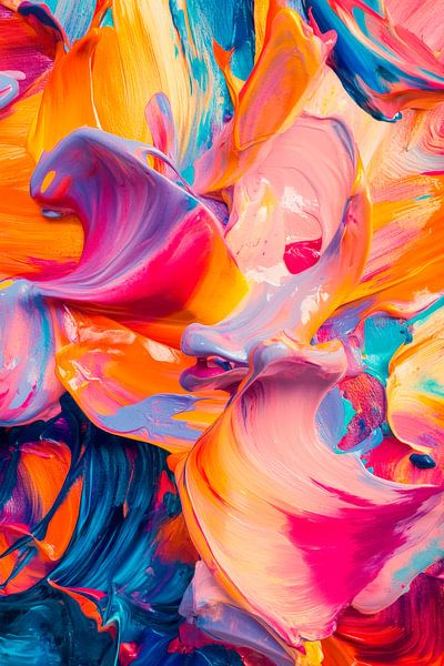 Bunte Acrylmalerei in Fluidschwung von Poster Art Shop