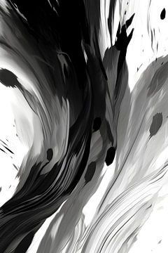 Tableau abstrait en noir et blanc sur Uncoloredx12
