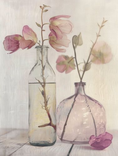 Nature morte avec des fleurs aux couleurs pastel