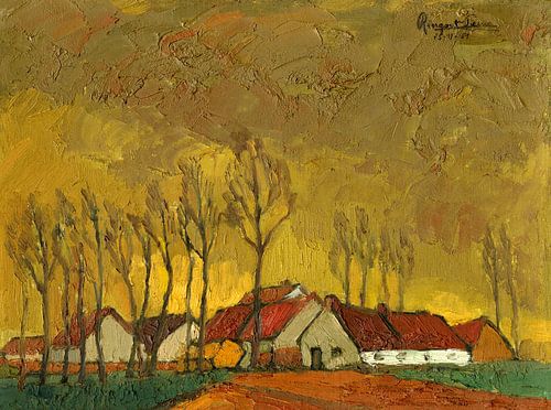 View on some farms - Oil on hardboard (1961)