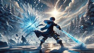 Guerrier de l'élément glace au combat