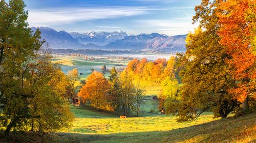 Herfst boven Murnauer Moos met uitzicht op Zugspitze
