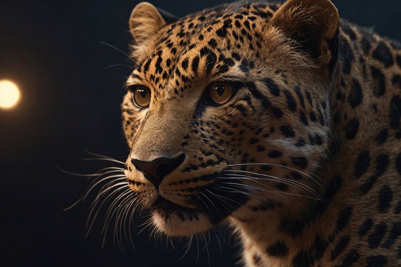 Goldene Dämmerung über Leopardenporträt von Art & Soul Creations