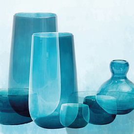 Vazen en schalen, mediterraan glas in transparante blauwtinten van Color Square