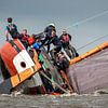 Skûtsje almost capsizes in gust of wind. by ThomasVaer Tom Coehoorn