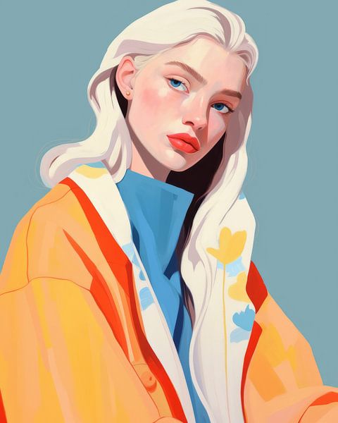 Kleurrijke blikvanger, modern portret van Carla Van Iersel