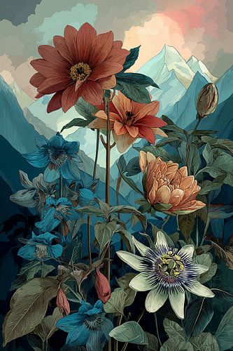 Bergbloemen bij Zonsondergang no.8